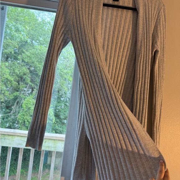 Light Gray Ribbed Cardigan - Picture 2 of 6